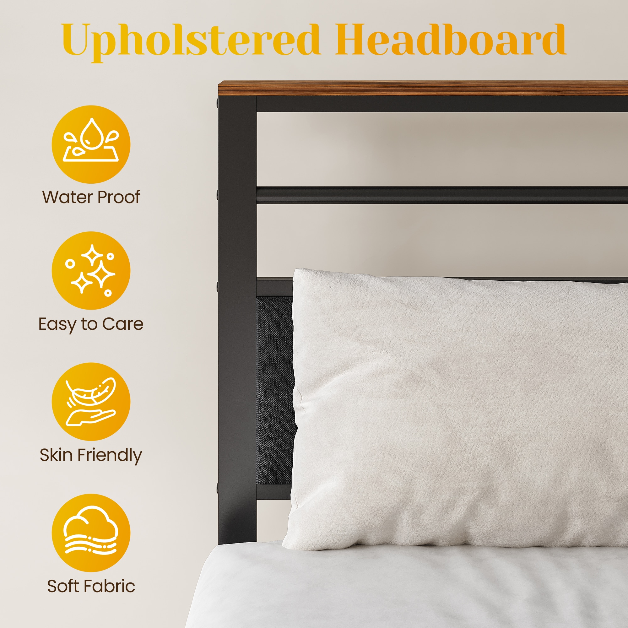 Queen Size Bed Frame With Charging Station And Storage Headboard_voghion.com